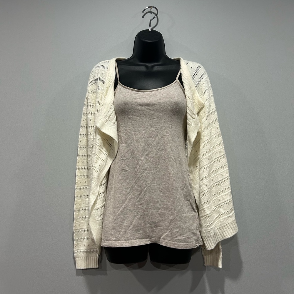 Knit cardigan sweater cream